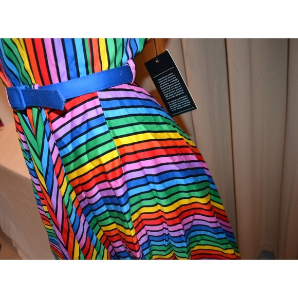 Pinup Dress  Rainbow Bright Stripes Swing Size XXS ) NWT - Picture 2 of 5